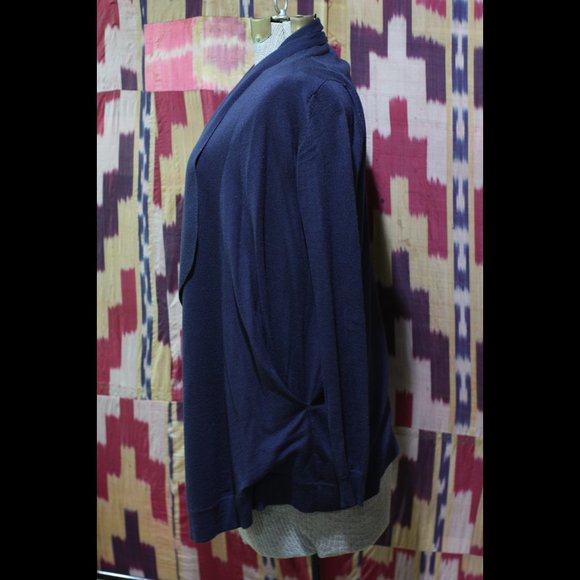 THEORY Navy Blue Wool Silk Blend Open Cardigan - Picture 2 of 5